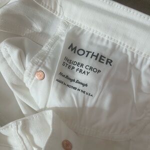 MOTHER Insider Crop Step Fray Jeans - White